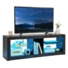 Tv kast met ledverlichting televisietafel voor tv's tot 65 inch tv kast met 2 verstelbare glazen planken en open vak lowboard tv rek 1
