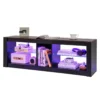 Tv kast met ledverlichting televisietafel voor tv's tot 65 inch tv kast met 2 verstelbare glazen planken en open vak lowboard tv rek 2