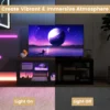 Tv kast met ledverlichting televisietafel voor tv's tot 65 inch tv kast met 2 verstelbare glazen planken en open vak lowboard tv rek 4