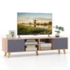 Tv kast met open plank en 2 kasten televisiekast voor tv's tot 65 inch televisietafel voor woonkamer slaapkamer 152 x 40 x 40 cm 1