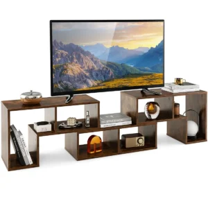 Tv meubel tv standaard voor 65 inch flatscreen tv's vrije combinatie boekenkast voor opslag & weergave voor woonkamer bruin 1