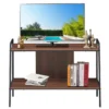 Tv standaard houten mediatafel met 2 lagen voor tv's tot 32" opslag plank walnoot 1