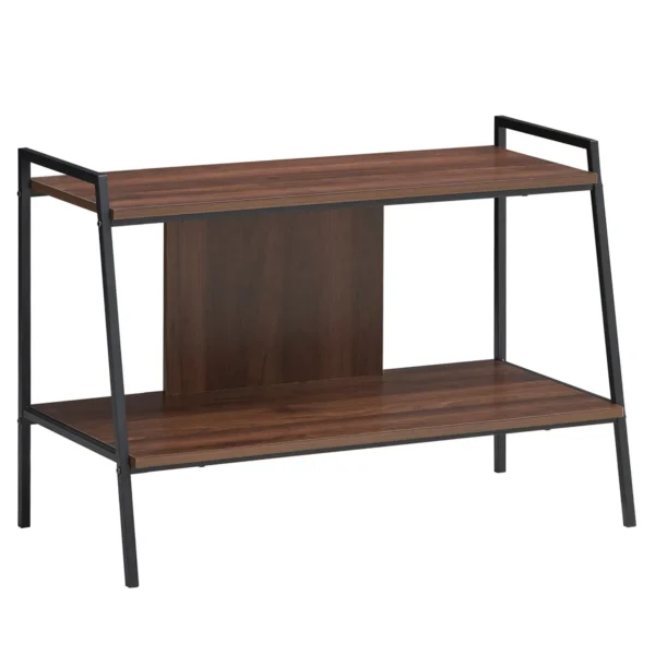 Tv standaard houten mediatafel met 2 lagen voor tv's tot 32" opslag plank walnoot 2