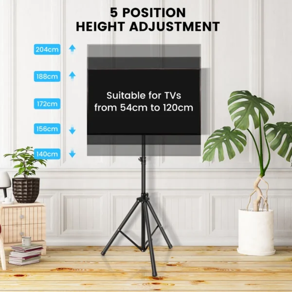 Tv standaard in hoogte verstelbaar tv vloerstandaard voor 21 47 inch plasma/lcd/led tv & plat tot 35 kg draagbaar 450 x 100 mm zwart 3