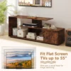 Tv standaard voor tv's tot 55" 3 laags asymmetrische media eenheid planken kast 5 poten entertainmentcentrum bruin 6
