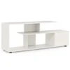 Tv standaard voor tv's tot 55" 3 laags asymmetrische media eenheid planken kast 5 poten entertainmentcentrum wit 2