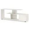 Tv standaard voor tv's tot 55" 3 laags asymmetrische media eenheid planken kast 5 poten entertainmentcentrum wit 3