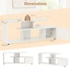 Tv standaard voor tv's tot 55" 3 laags asymmetrische media eenheid planken kast 5 poten entertainmentcentrum wit 4