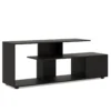 Tv standaard voor tv's tot 55" 3 laags asymmetrische media eenheid planken kast 5 poten entertainmentcentrum zwart 2