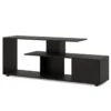 Tv standaard voor tv's tot 55" 3 laags asymmetrische media eenheid planken kast 5 poten entertainmentcentrum zwart 3