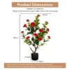 Twee 95 cm kunstcamelia kunstplant met nepbloemen in een cementpot nepbloemenplant winkeldecoratie kantoordecoratie (2, rood） 2