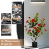 Twee 95 cm kunstcamelia kunstplant met nepbloemen in een cementpot nepbloemenplant winkeldecoratie kantoordecoratie (2, rood） 5