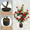 Twee 95 cm kunstcamelia kunstplant met nepbloemen in een cementpot nepbloemenplant winkeldecoratie kantoordecoratie (2, rood） 7
