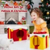 Twee verdiepingen tellend kerstkattenhuis stapelbare geschenkdoosvormige kattenunits met strik modern en warm kattenbed 4