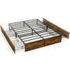 Tweepersoonsbed frame slijtvast metalen bed met 4 laden houten voeteneinde rustiek bruin 2