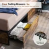Tweepersoonsbed frame slijtvast metalen bed met 4 laden houten voeteneinde rustiek bruin 6