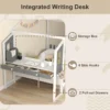 Tweepersoonsbed met bureau houten platformbed met hekvormig hoofdeinde lattenbodem met 18 houten latten 200 x 140 cm 3