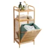 Uitklapbare wasmand uitklapbare wasmand badkamerplank 40,5 x 33 x 95,5 cm natuur 1