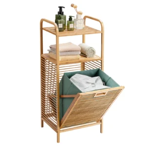 Uitklapbare wasmand uitklapbare wasmand badkamerplank 40,5 x 33 x 95,5 cm natuur 1