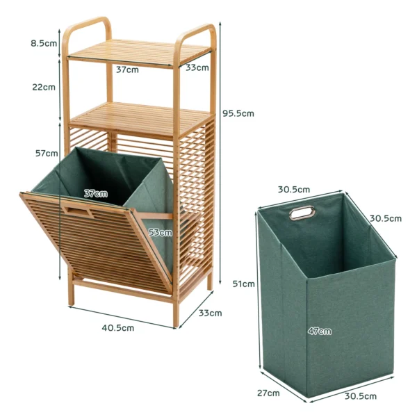 Uitklapbare wasmand uitklapbare wasmand badkamerplank 40,5 x 33 x 95,5 cm natuur 2