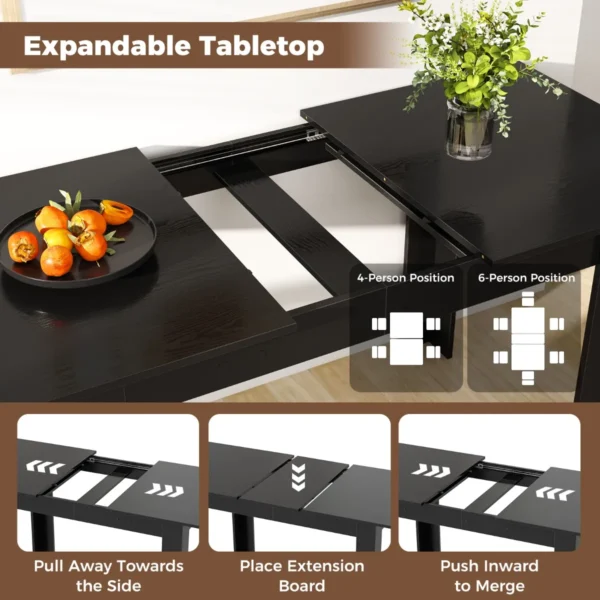 Uitschuifbare eettafel moderne keukentafel met verstelbaar blad l vormige poten ruimtebesparend industrieel eetkamermeubilair 5