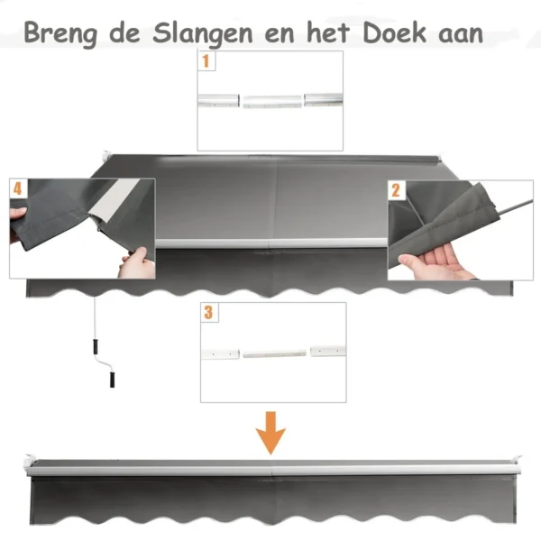 Uitschuifbare luifel aluminium terrasschaduw uitschuifbaar 245 x 200 cm grijs 6