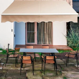 Uitschuifbare luifel aluminium terrasscherm 245 x 200 cm beige 1