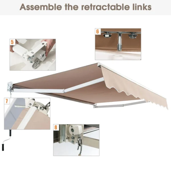 Uitschuifbare luifel aluminium terrasscherm 245 x 200 cm beige 5