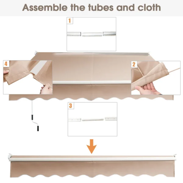Uitschuifbare luifel aluminium terrasscherm 245 x 200 cm beige 6