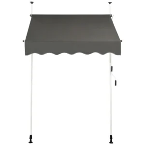 Uitschuifbare luifel zonwering met slinger in hoogte verstelbare luifel 150 x 120 cm grijs 1