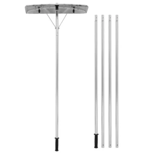 Uitschuifbare sneeuwhark van 148 608 cm aluminium sectionaal sneeuwruimgereedschap 1 stang en 4 verlengstukken blad van 63 cm 2 rollen 1
