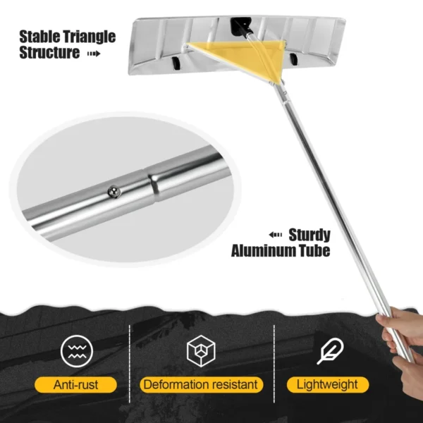 Uitschuifbare sneeuwhark van 148 608 cm aluminium sectionaal sneeuwruimgereedschap 1 stang en 4 verlengstukken blad van 63 cm 2 rollen 4