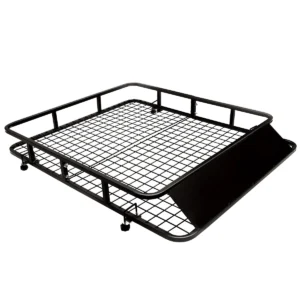Universele dakrek lading mand zwarte auto bovenaan bagage houder met wind kuip 75 kg capaciteit 122 x 102 x 15 cm 1