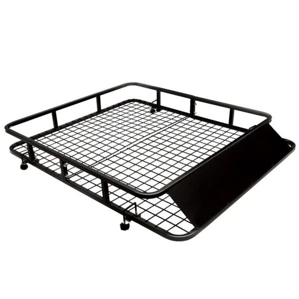Universele dakrek lading mand zwarte auto bovenaan bagage houder met wind kuip 75 kg capaciteit 122 x 102 x 15 cm 1