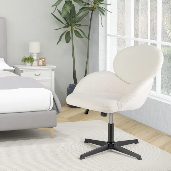 Vaste bureaustoel draaistoel in hoogte verstelbaar en kantelfunctie ergonomische brede zitting elegante bureaustoel wit 7