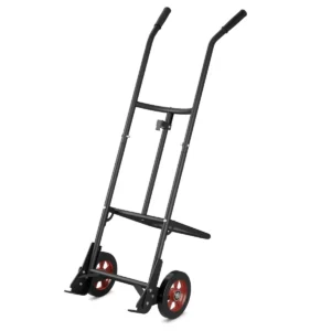 Vatentrolley robuuste metalen trolley met 2 rubberen wielen en ergonomische handgrepen bevestigingshaak met veer voor fabrieken garages 1