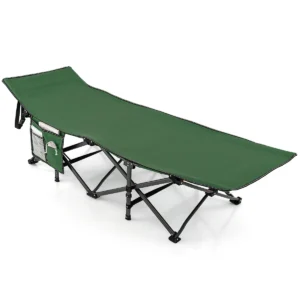 Veldbed met zijvak inklapbaar campingbed klapbed reisligstoel vouwbed voor reizen groen 1