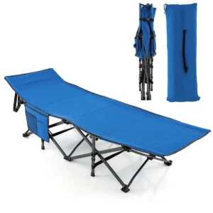 Veldbed met zijvak tot 272 kg belastbaar inklapbaar campingbed klapbed reisligstoel blauw 1