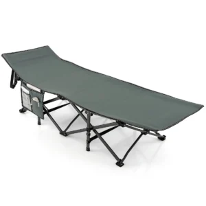 Veldbed met zijvak tot 272 kg belastbaar inklapbaar campingbed klapbed reisligstoel vouwbed voor reizen grijs 1