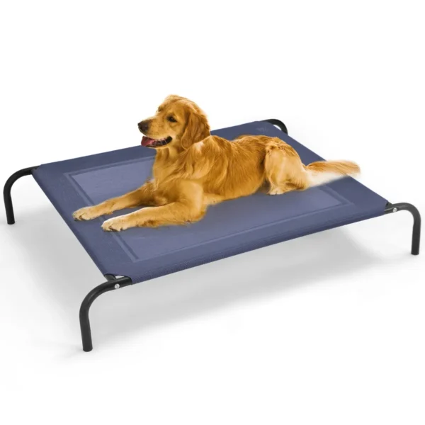 Verhoogd hondenbed voor groot hondenbed zowel binnen als buiten camping stalen kader mat 130 x 90 x 20 cm grijs 4