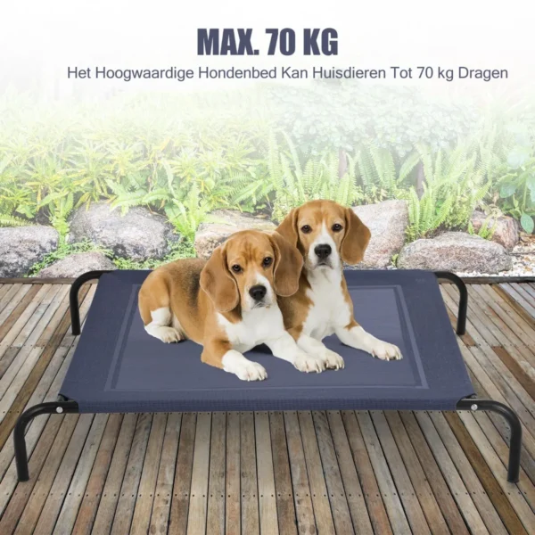 Verhoogd hondenbed voor groot hondenbed zowel binnen als buiten camping stalen kader mat 130 x 90 x 20 cm grijs 5