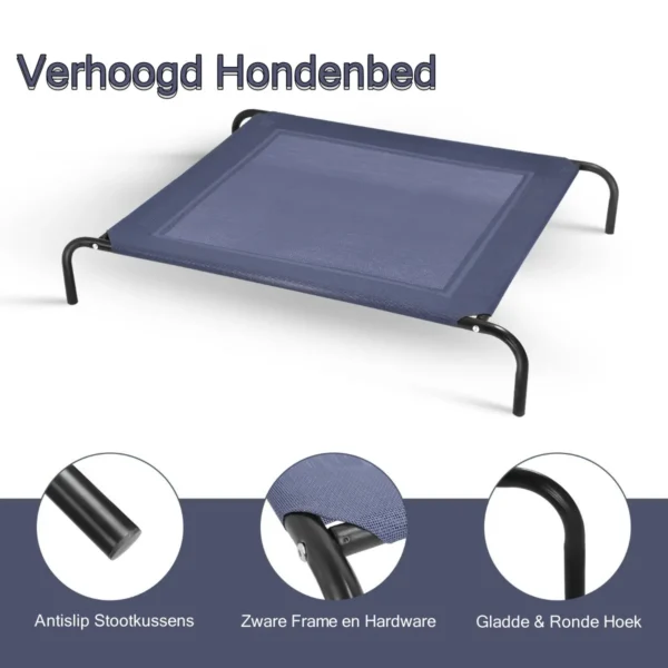 Verhoogd hondenbed voor groot hondenbed zowel binnen als buiten camping stalen kader mat 130 x 90 x 20 cm grijs 7