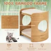 Verhoogd kattenbed schattige kleine kattenboom met 2 niveaus voor binnenkatten met frame van natuurlijk bamboe natuurlijk 6