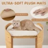 Verhoogd kattenbed schattige kleine kattenboom met 2 niveaus voor binnenkatten met frame van natuurlijk bamboe natuurlijk 7