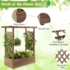 Verhoogd tuinbed met gebogen traliewerk hangend dak plantenbak afvoergaten houten plantenbak voor binnen en buiten bruin 4