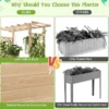 Verhoogd tuinbed met gebogen traliewerk hangend dak plantenbak afvoergaten houten plantenbak voor binnen en buiten naturel 7