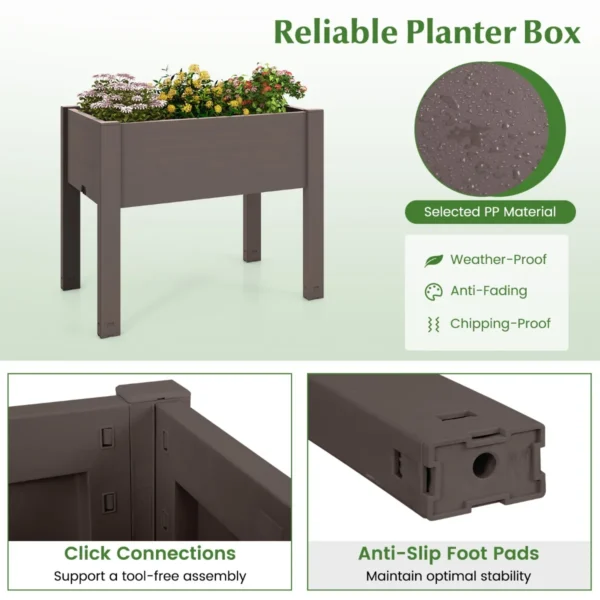 Verhoogd tuinbed zelfwatergevende plantenbak met waterniveau indicator plastic bloemencontainer voor groenten koffie 4