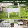 Verhoogd tuinbed zelfwatergevende plantenbak met waterniveau indicator plastic bloemencontainer voor groenten wit 3