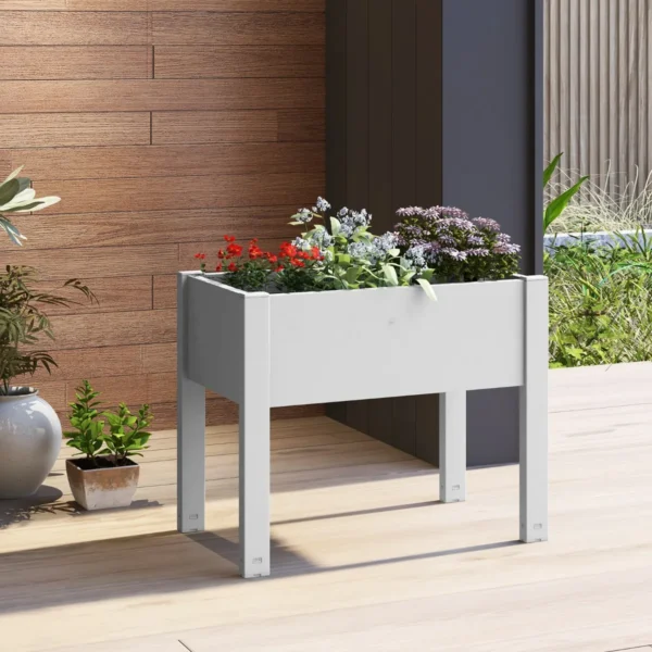 Verhoogd tuinbed zelfwatergevende plantenbak met waterniveau indicator plastic bloemencontainer voor groenten wit 5