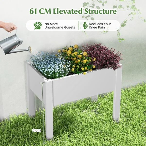 Verhoogd tuinbed zelfwatergevende plantenbak met waterniveau indicator plastic bloemencontainer voor groenten wit 6